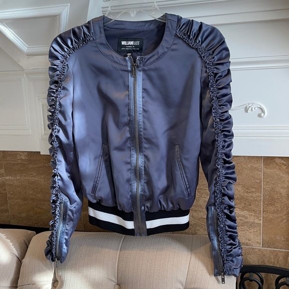 William Rast Lavender Grey Satiny Jacket - Picture 2 of 9